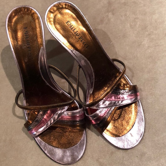 Emilio Pucci Shoes - PUCCI Vintage Leather Kitten Sandals